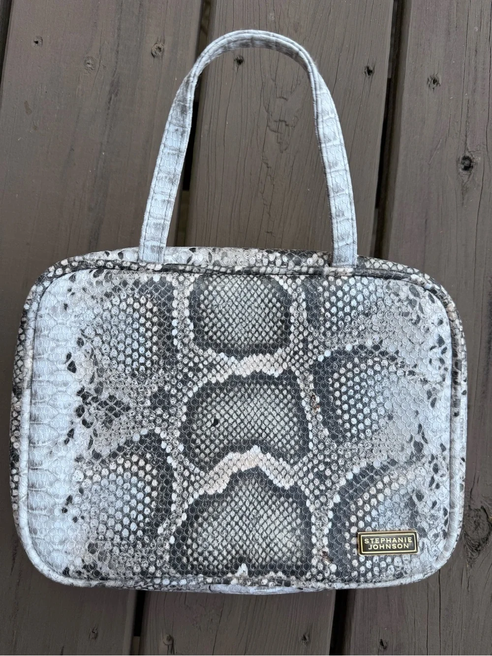 Stephanie Johnson Gray Snake-Print Tote Bag